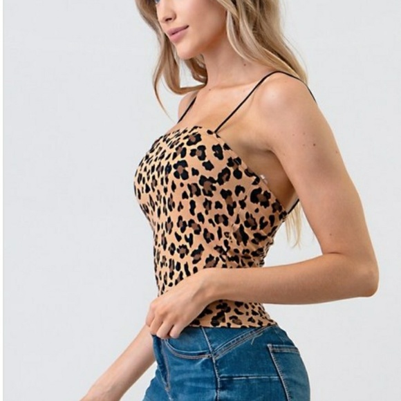 Heart & Hips Skinny Strap Leopard Print Top - Picture 5 of 7